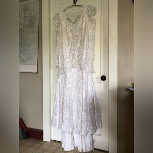 Vintage white lace long sleeve gown
